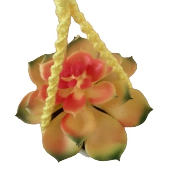 Handmade Yellow Macrame Boho Car Accessory - Picture 2 of 6